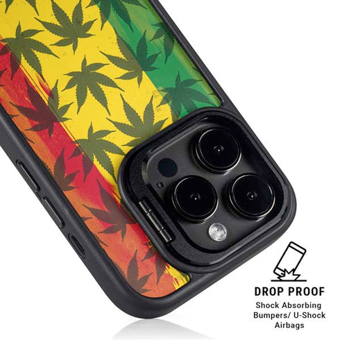 Marijuana Rasta Pattern iPhone 16 Pro Kickstand Case